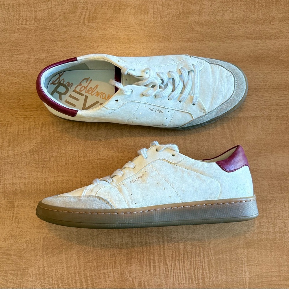 Sam Edelman Cream and Burgundy Sneakers